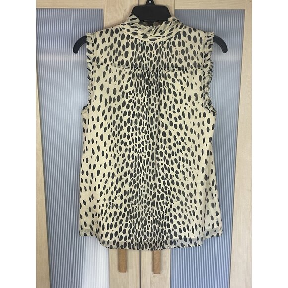 J. Crew 100% Silk Leopard Print Sleeveless Top Sz 4 Ruffle Blouse Career Party - Picture 4 of 5